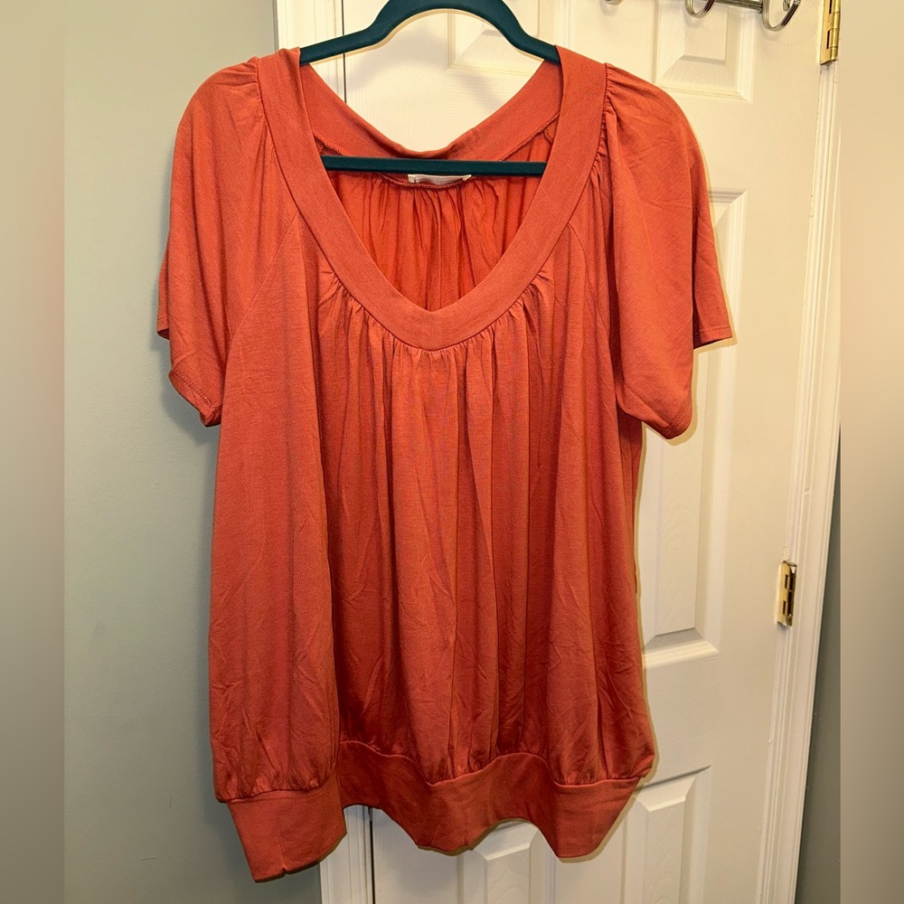💚🧡NWOT 2 Pack of Zenana Buttery-soft Short‎ Sleeve Scoop Neck Tops, 2X - Picture 6 of 11